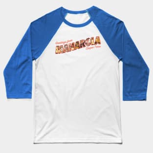 Greetings from Manarola Cinque Terre vintage style retro souvenir Baseball T-Shirt